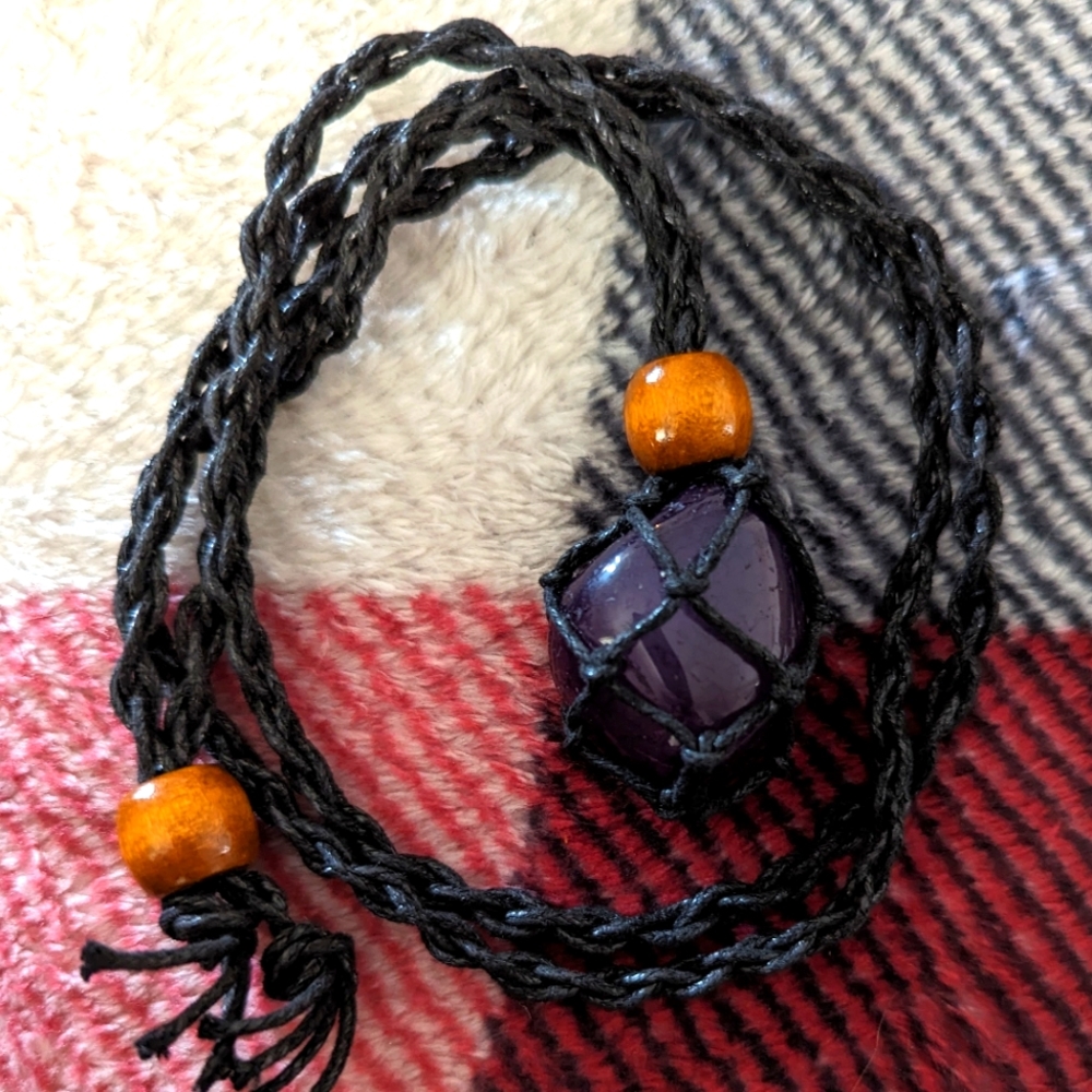 Adjustable Purple Crackle Quartz Necklace